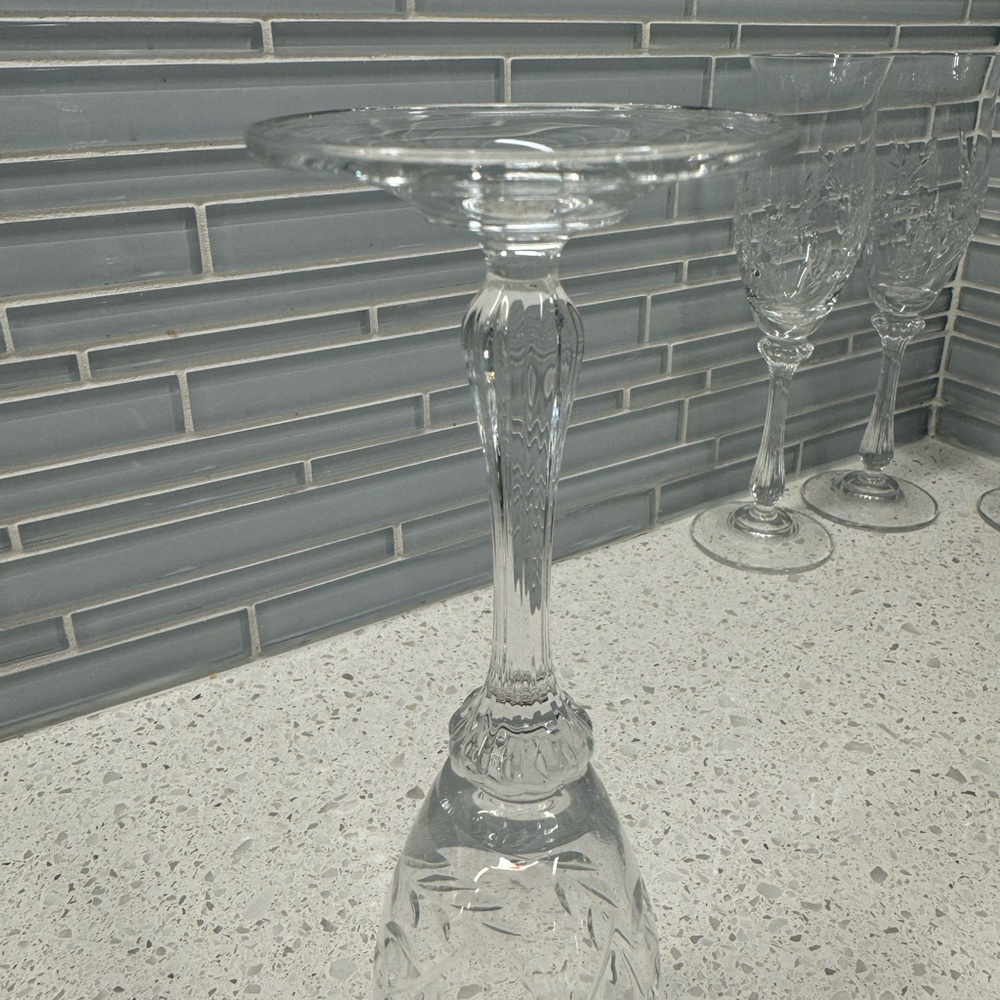 Mikasa Versailles Clear Crystal Stemmed Champagne Flutes Goblets Glass Set Of 5 - Picture 6 of 10